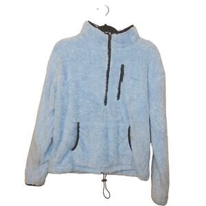 No Boundaries NWT NEW Light Blue Fuzzy Soft Zip Up Size Large L Pockets Warm